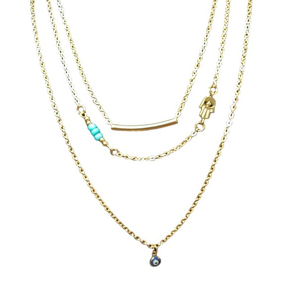 Layered evil Eye , Hamsa necklace. New - Picture 3 of 11